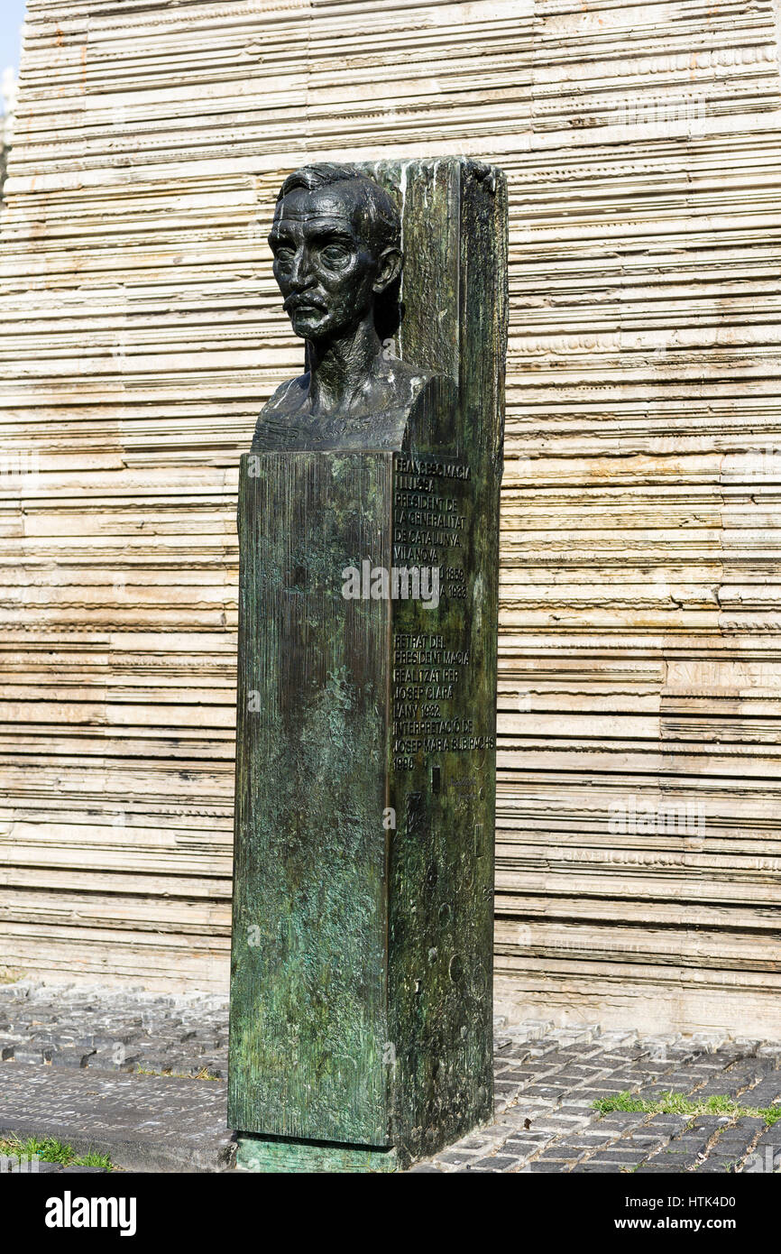 Monument à Francesc Macià à Barcelone, Catalogne, Espagne. Banque D'Images
