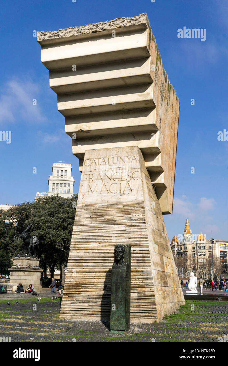 Monument à Francesc Macià à Barcelone, Catalogne, Espagne. Banque D'Images