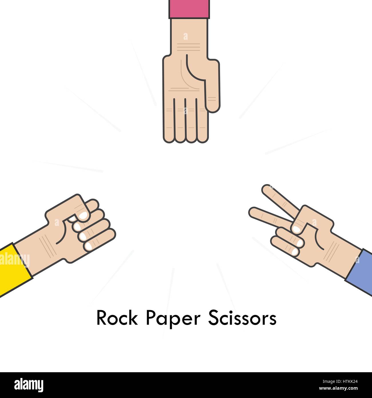 Pierre papier ciseaux pour signer.Main de businessmans avec ciseaux Pierre papier part jeu. Comment jouer les gestes du bras. Vector illustration Illustration de Vecteur