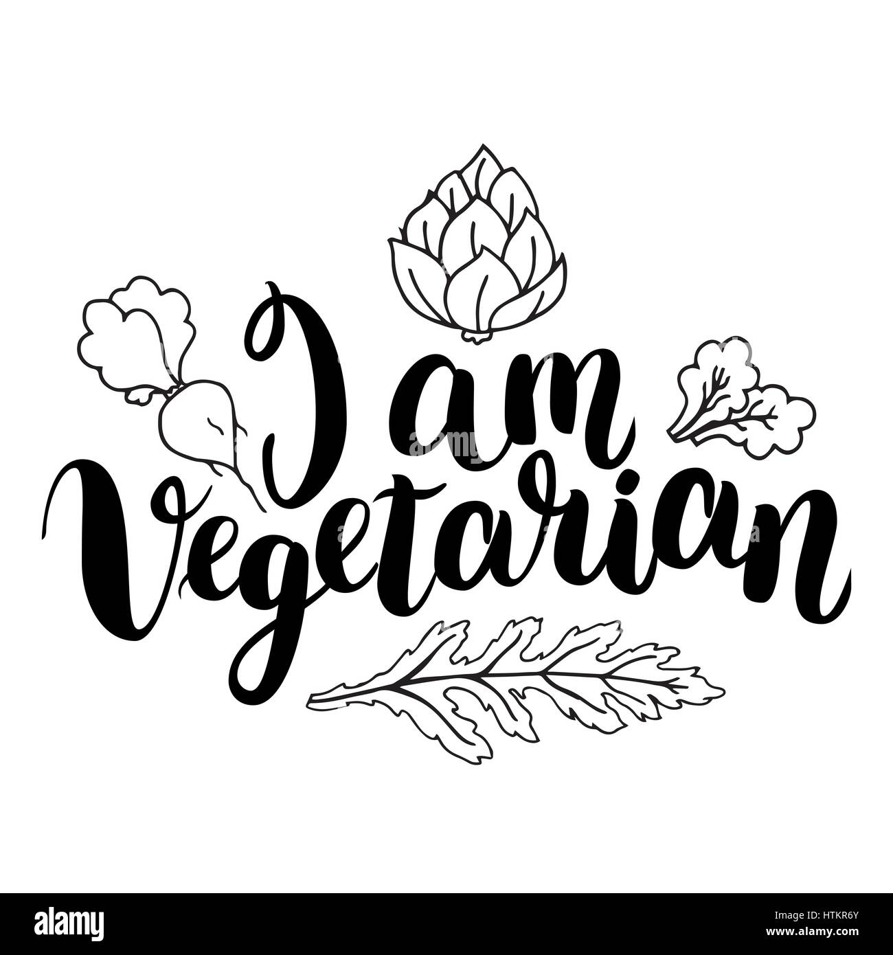 Je suis végétarienne. Citation inspirante à propos de végétarien. Expression calligraphie moderne dessiné à la main avec Apple. Lettrage manuscrit pour imprimer et poster Illustration de Vecteur