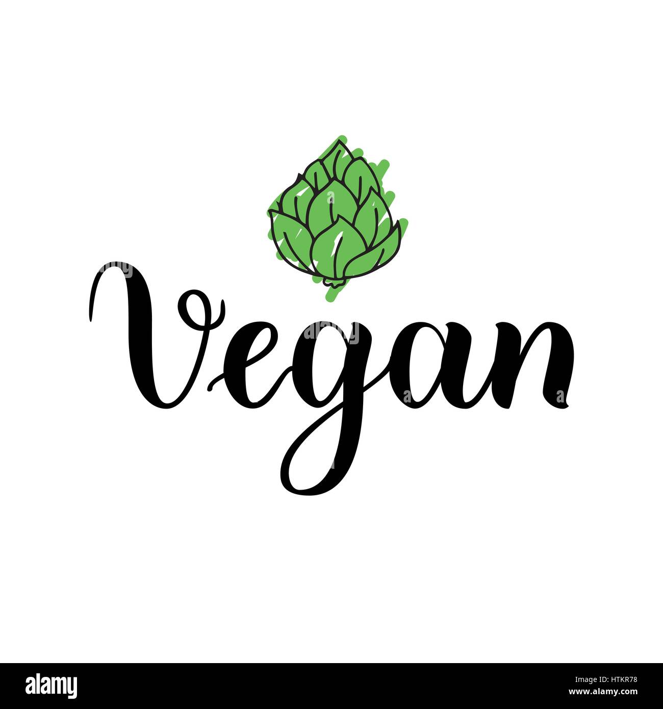 Illustration vectorielle, food design. Lettrage manuscrit pour restaurant, café menu. Éléments de vecteur pour les étiquettes, logos, badges, autocollants ou des icônes. Vegan Illustration de Vecteur