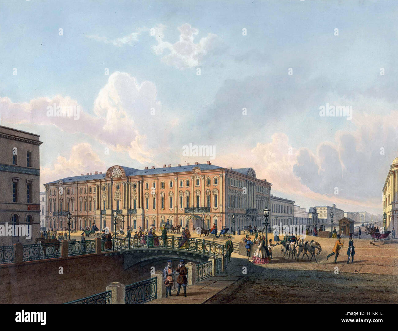 Pont de police à Saint-Pétersbourg au 19e siècle Banque D'Images