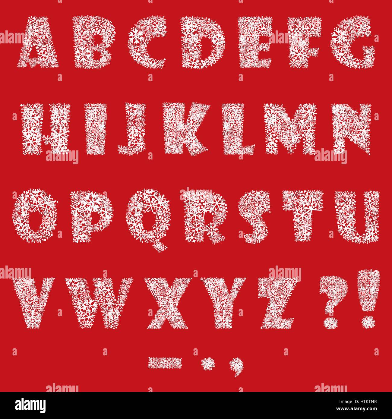 Jeu de neige de l'alphabet de noël décor de vacances d'hiver. lettre latine caractères Illustration de Vecteur