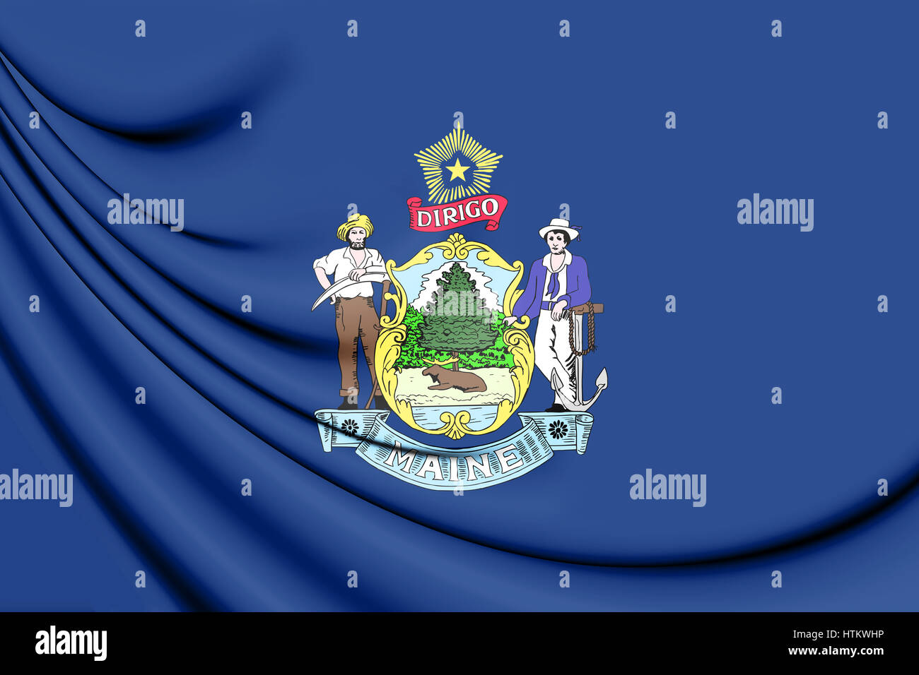 Pavillon 3D du Maine, USA. 3D Illustration. Banque D'Images