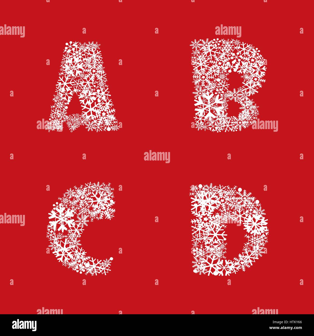 Jeu de l'alphabet de noël décor de vacances d'hiver. lettre latine caractères Illustration de Vecteur