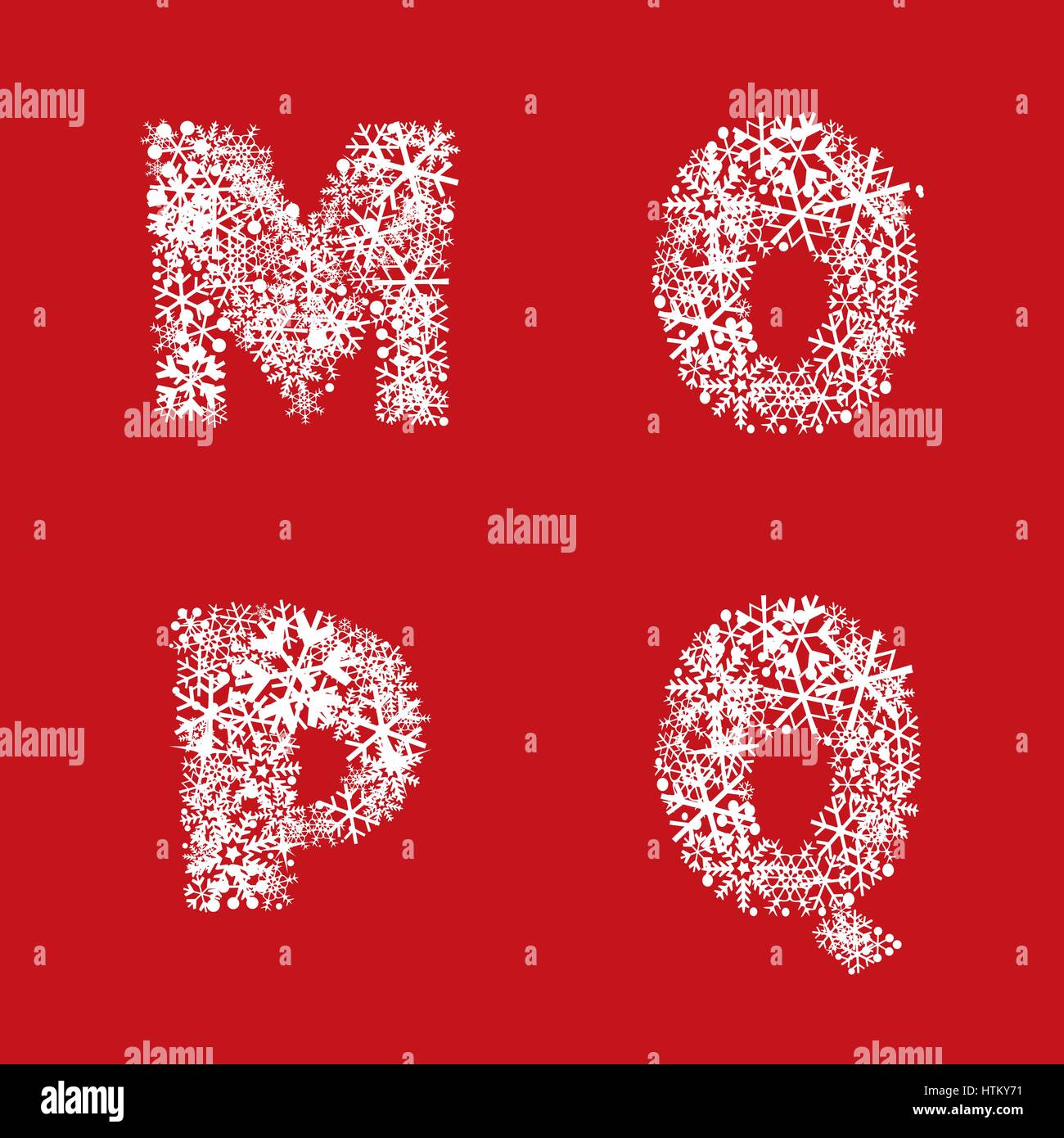 Jeu de l'alphabet de noël décor de vacances d'hiver. lettre latine caractères Illustration de Vecteur