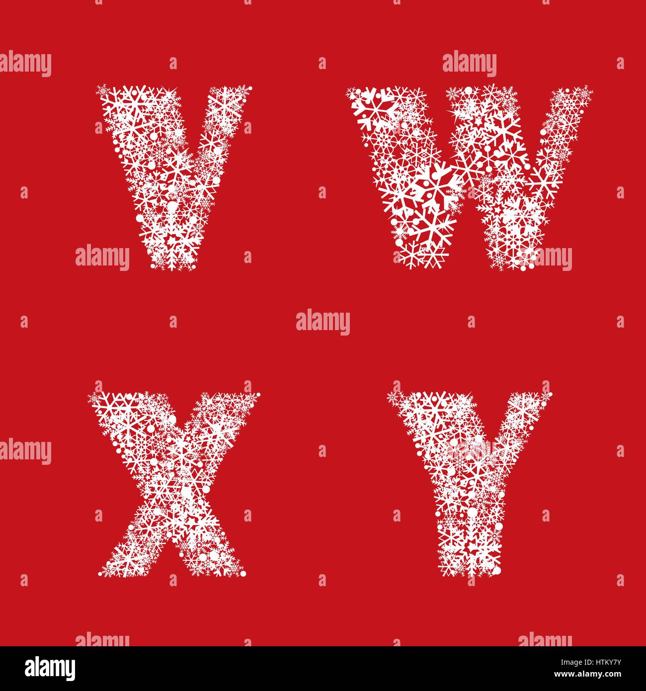 Jeu de l'alphabet de noël décor de vacances d'hiver. lettre latine caractères Illustration de Vecteur