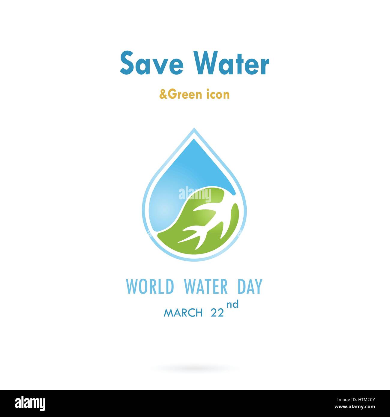 Goutte d'eau avec l'icône de la feuille Modèle de conception de logo vector.la Journée mondiale de l'eau campagne idée pour carte de vœux et d'affiches.Vector illustration Illustration de Vecteur