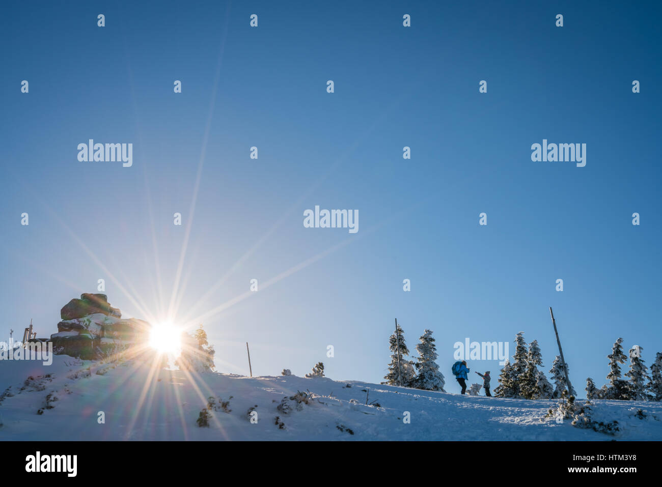Paysage d'hiver d'une montagnes de Karkonosze vu de la montagne Szrenica, Pologne Banque D'Images