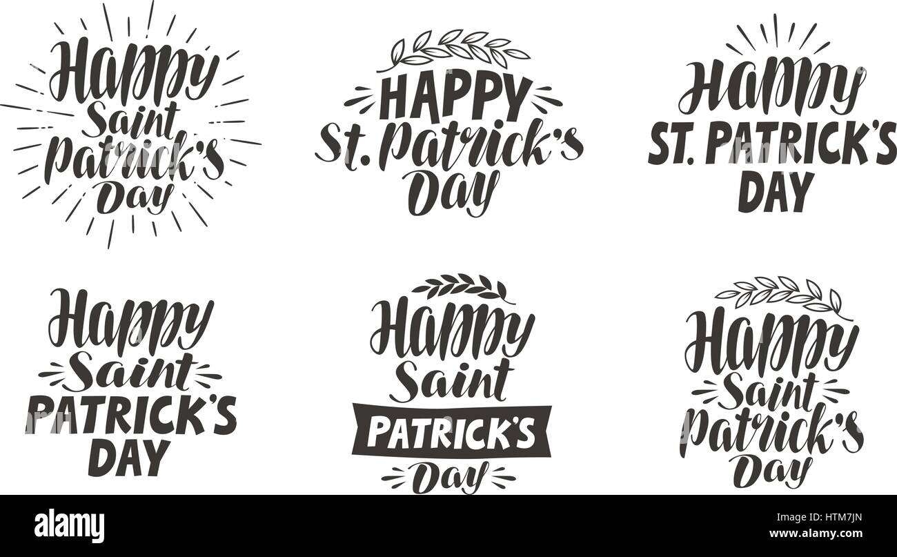 Saint Patrick's Day, le lettrage. Jeu d'étiquettes, vector illustration Illustration de Vecteur