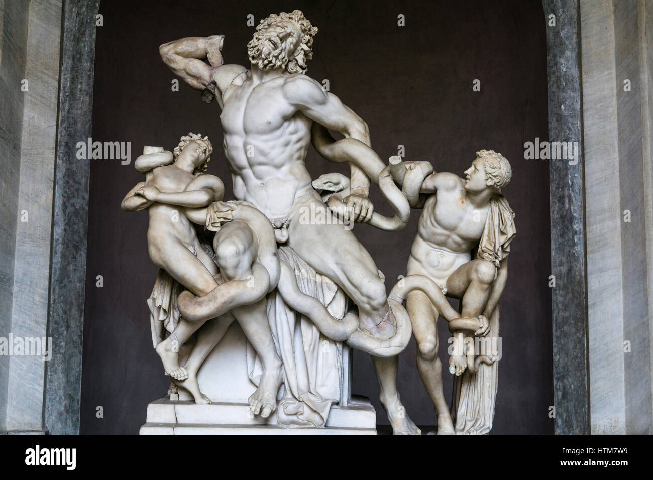 Musée Pio Clementino de l'Art Roman, statue de Laocoön, musée du Vatican, Rome, Italie. Banque D'Images