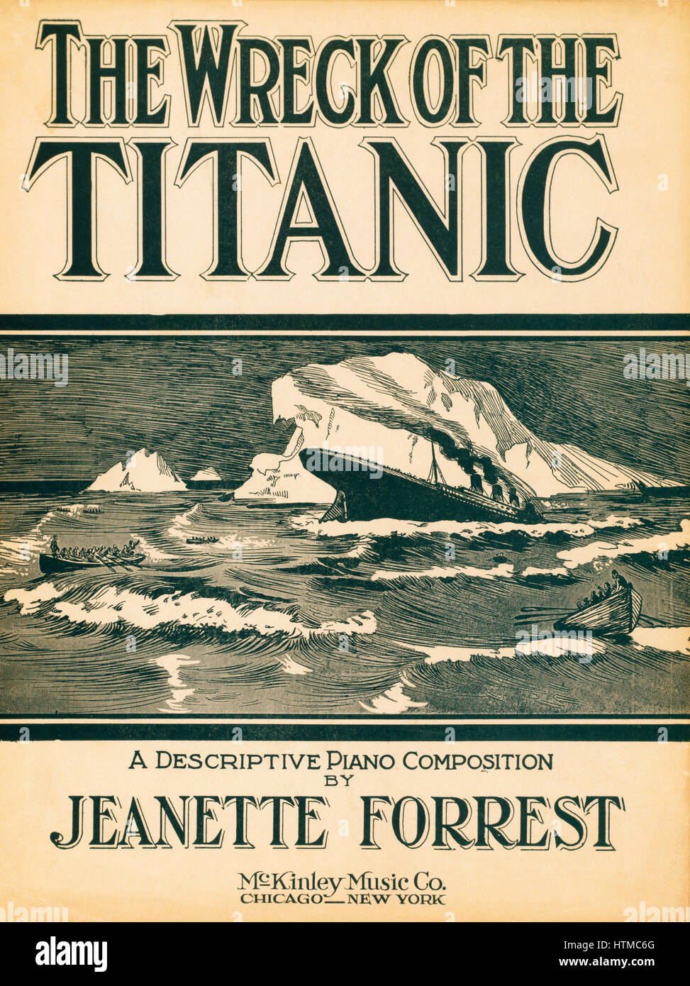 L'épave du Titanic, une composition piano descriptive par Jeanette Forrest. Publié 1912. Des dizaines de compositions musicales ont été composées en mémoire de la catastrophe. Banque D'Images