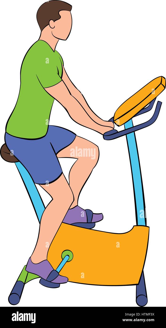 La formation de l'homme sur un vélo stationnaire cartoon icône Image  Vectorielle Stock - Alamy