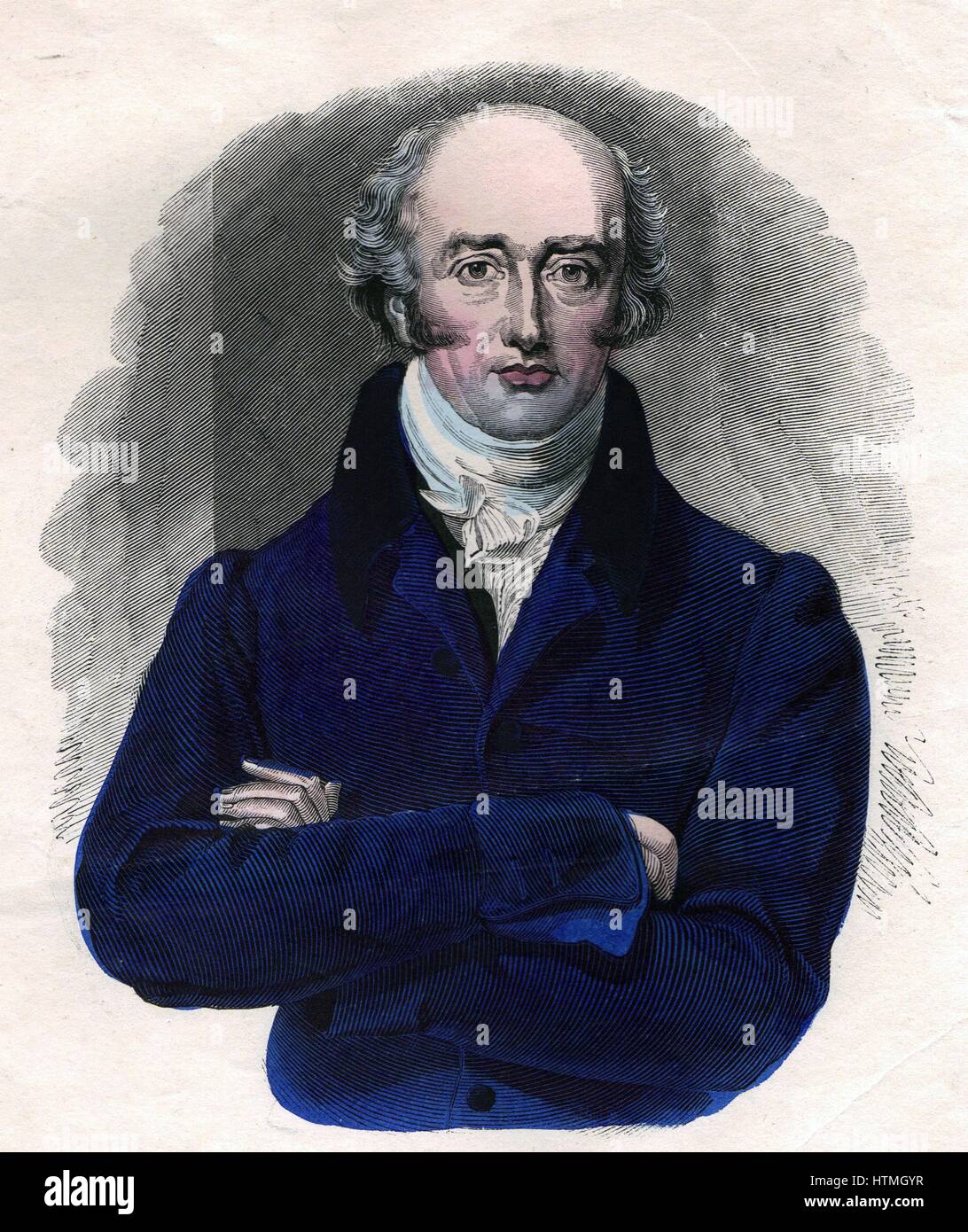 George Canning (1770-1827) Homme d'État britannique. Sur la démission de Lord Liverpool en 1827 Canning est devenu premier ministre, mais meurt la même année. La main, la gravure. Banque D'Images