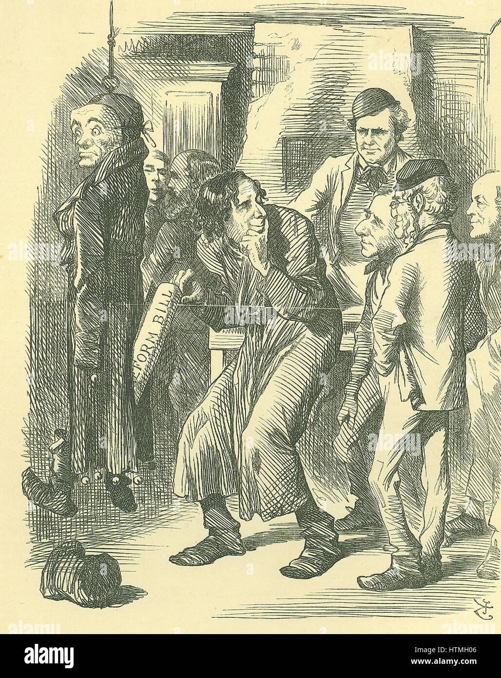 'École' politique de Fagin : réforme du Parlement - l'extension de la franchise. Disraeli a effectué la réforme de loi à la Chambre des communes en 1867, de se vanter d'acceptation de la loi. Ici, il est indiqué le ramasser de la poche de Lord John Russel Banque D'Images