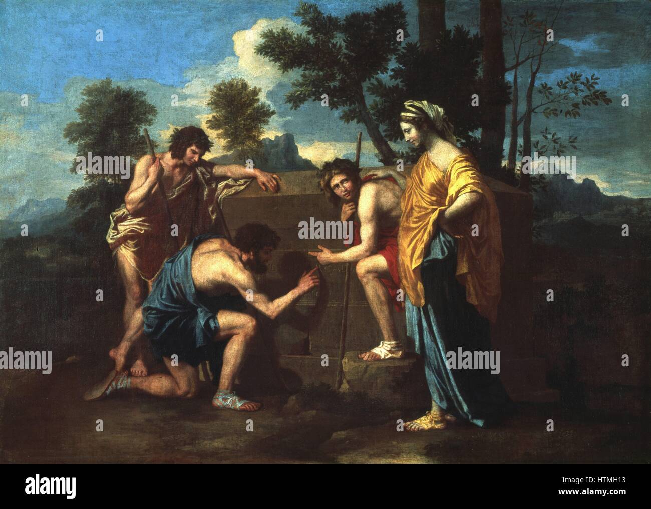 Les Bergers d'Arcadie" - 1653, huile sur toile. Nicolas Poussin (1594-1665) peintre français. Banque D'Images