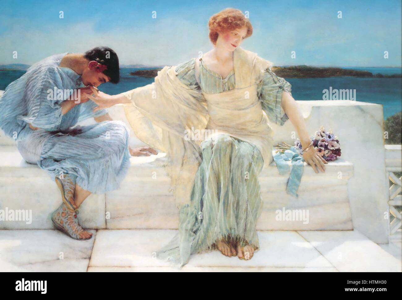 Une peinture de Pyramus et Thisbe intitulé me demandez pas plus (1906) de Sir Lawrence Alma-Tadema (1836-1912). Banque D'Images