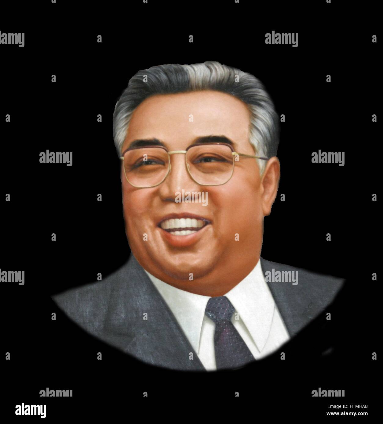 Kim Il-sung 1912 - 1994), homme politique communiste coréen et qui a dirigé la Corée du Nord de sa fondation en 1948 jusqu'à sa mort. Au cours de son mandat en tant que chef de la Corée du Nord, il a régné sur la nation avec pouvoir autocratique et créé un culte de la personnalité omniprésent. Banque D'Images