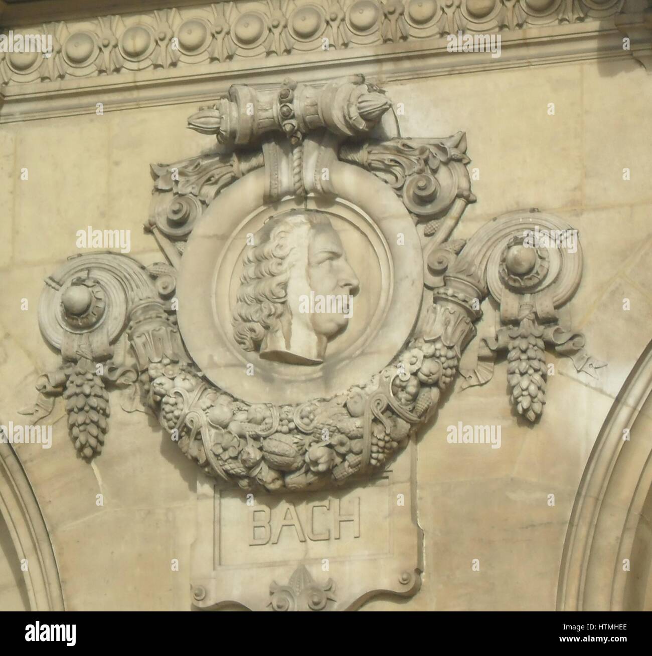 Johan Sebastian Bach (relief décorant l'Opéra Garnier) Paris Banque D'Images