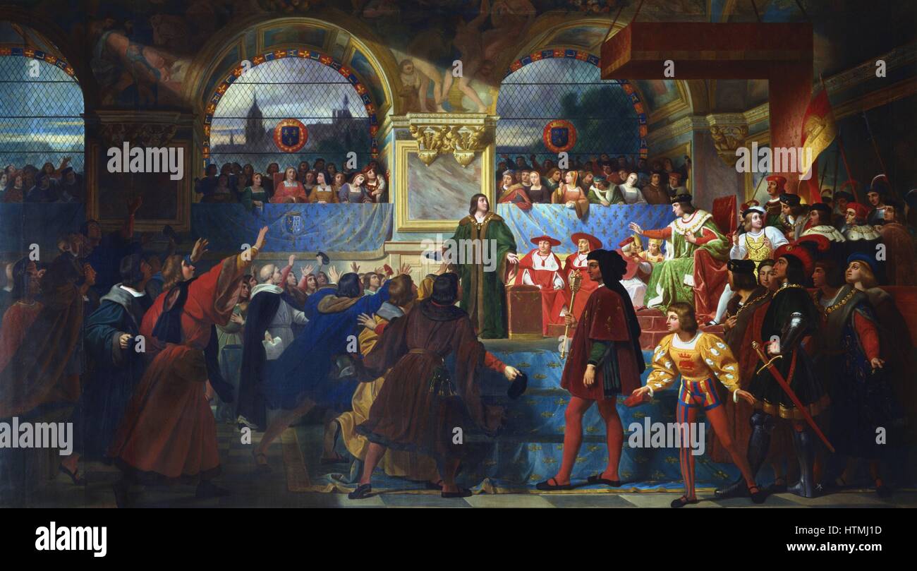 Jean Louis Bezard (b.1799) - Après Drolling. Louis XII a proclamé "père du peuple" au States général de Tours, 14 mai 1506". Louis XII (1462-1515) Roi de France de 1498. Versailles. Banque D'Images