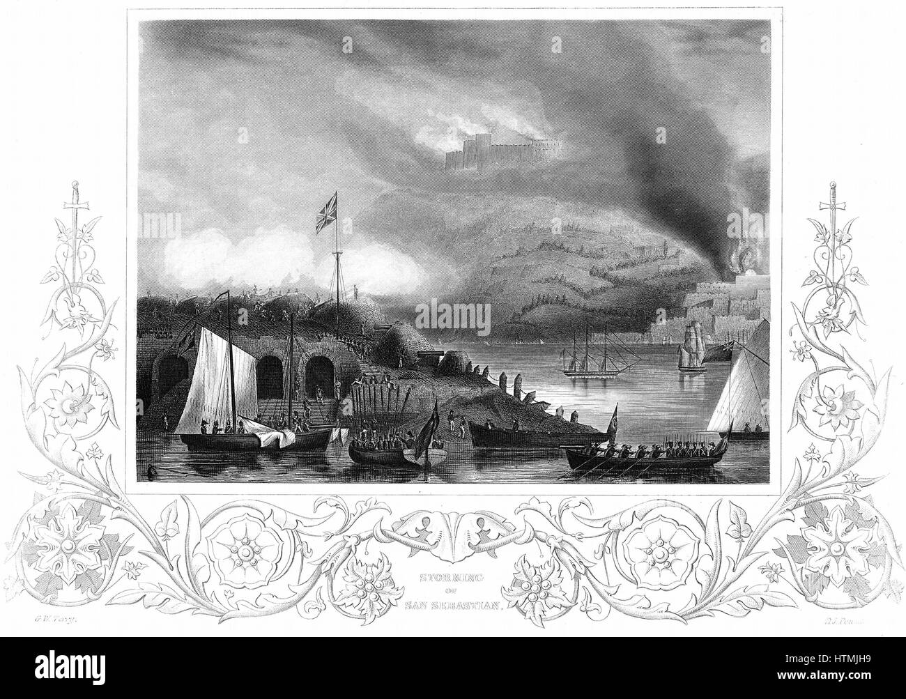 Prise de San Sebastian par les Britanniques et les troupes portugaises sous Wellington, 31 août 1813. Le siège du 28 juin au 31 août a été sous le commandement de Thomas Graham (lst Baron Lynedoch 1814) soldat écossais. Puis Wellington entrés en France. Steel fra Banque D'Images