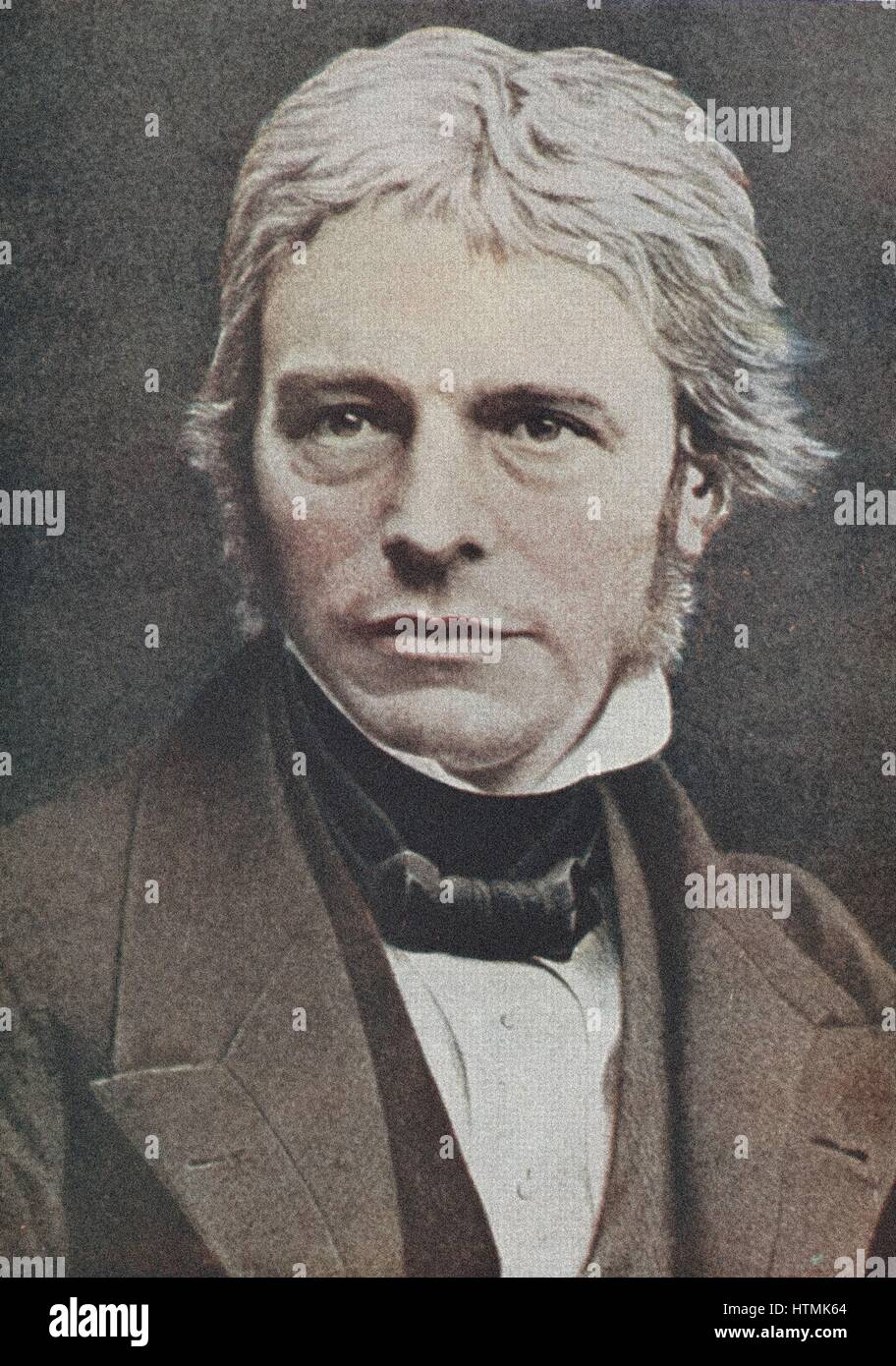 Michael Faraday (1791-1867) physicien et chimiste britannique. À partir de la main-photographie teinté Banque D'Images