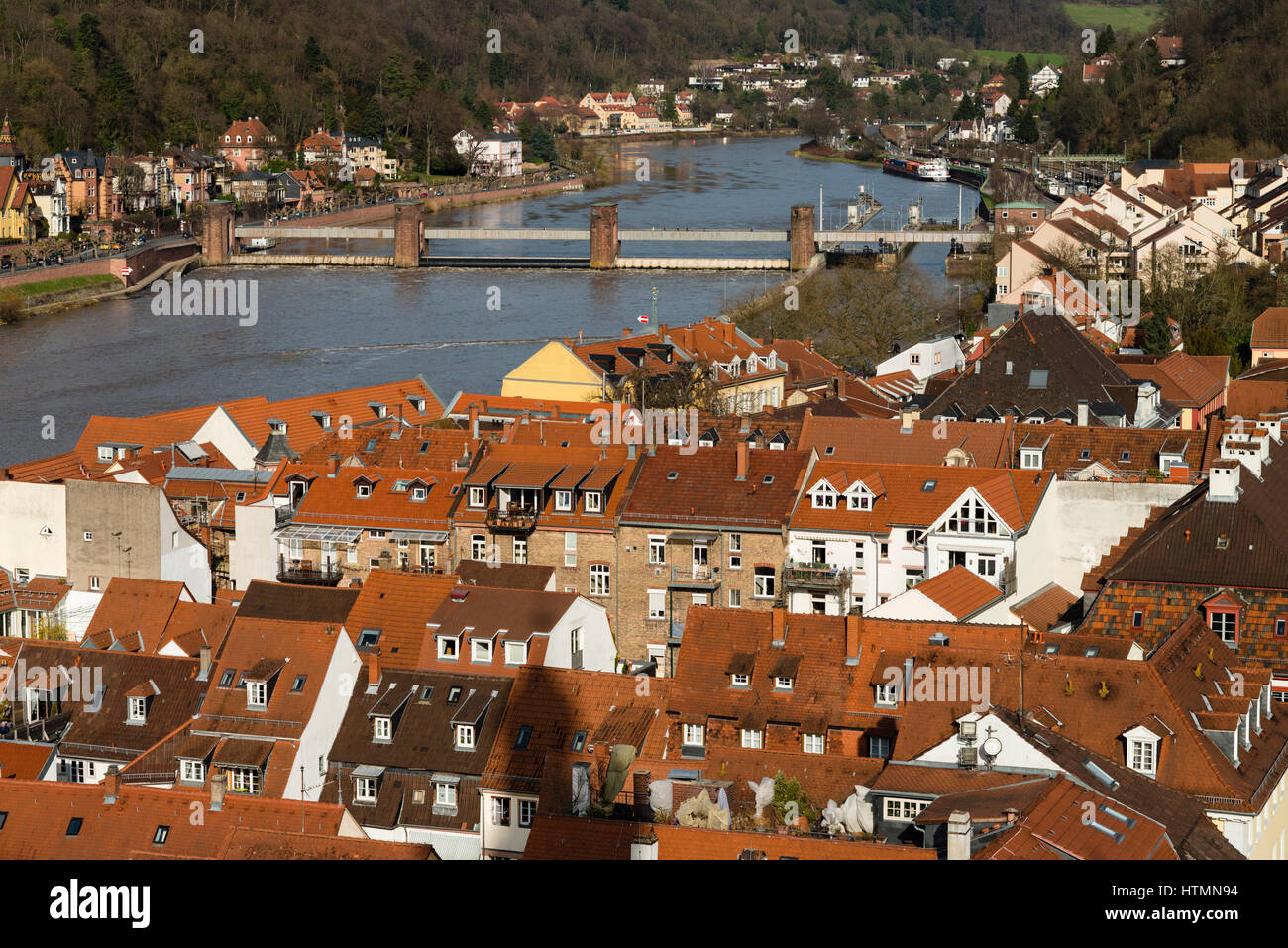 Heidelber : toits et Neckar Banque D'Images