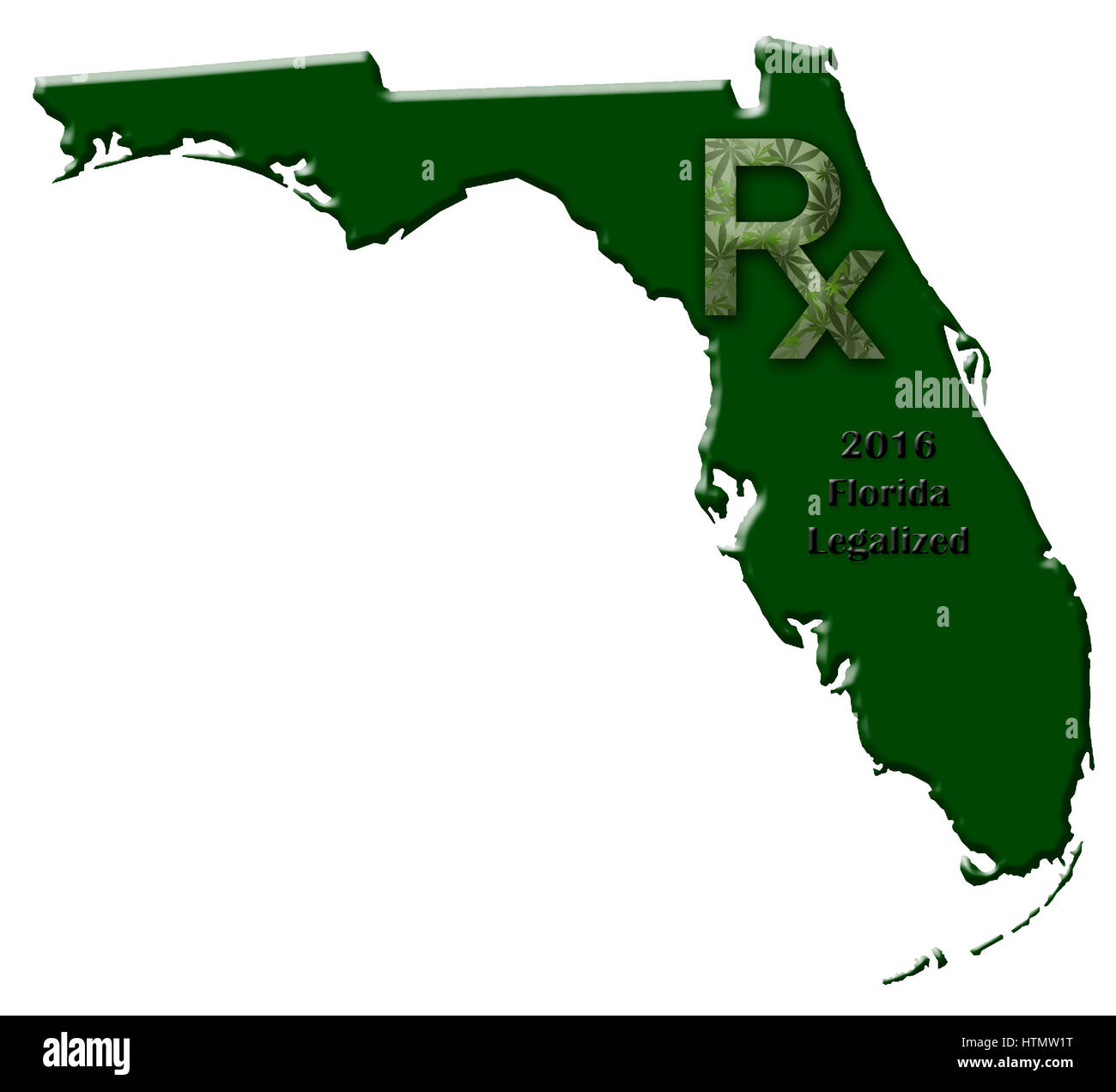 Plan de l'état de Floride illustrant quand la marijuana médicale a été légalisé. Banque D'Images