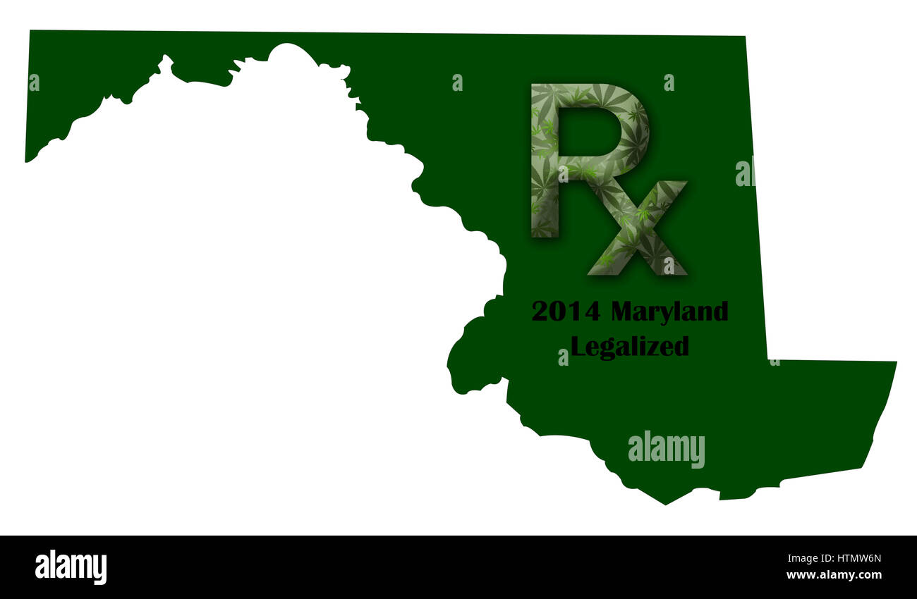 Carte de l'Etat du Maryland illustrant quand la marijuana médicale a été légalisé. Banque D'Images