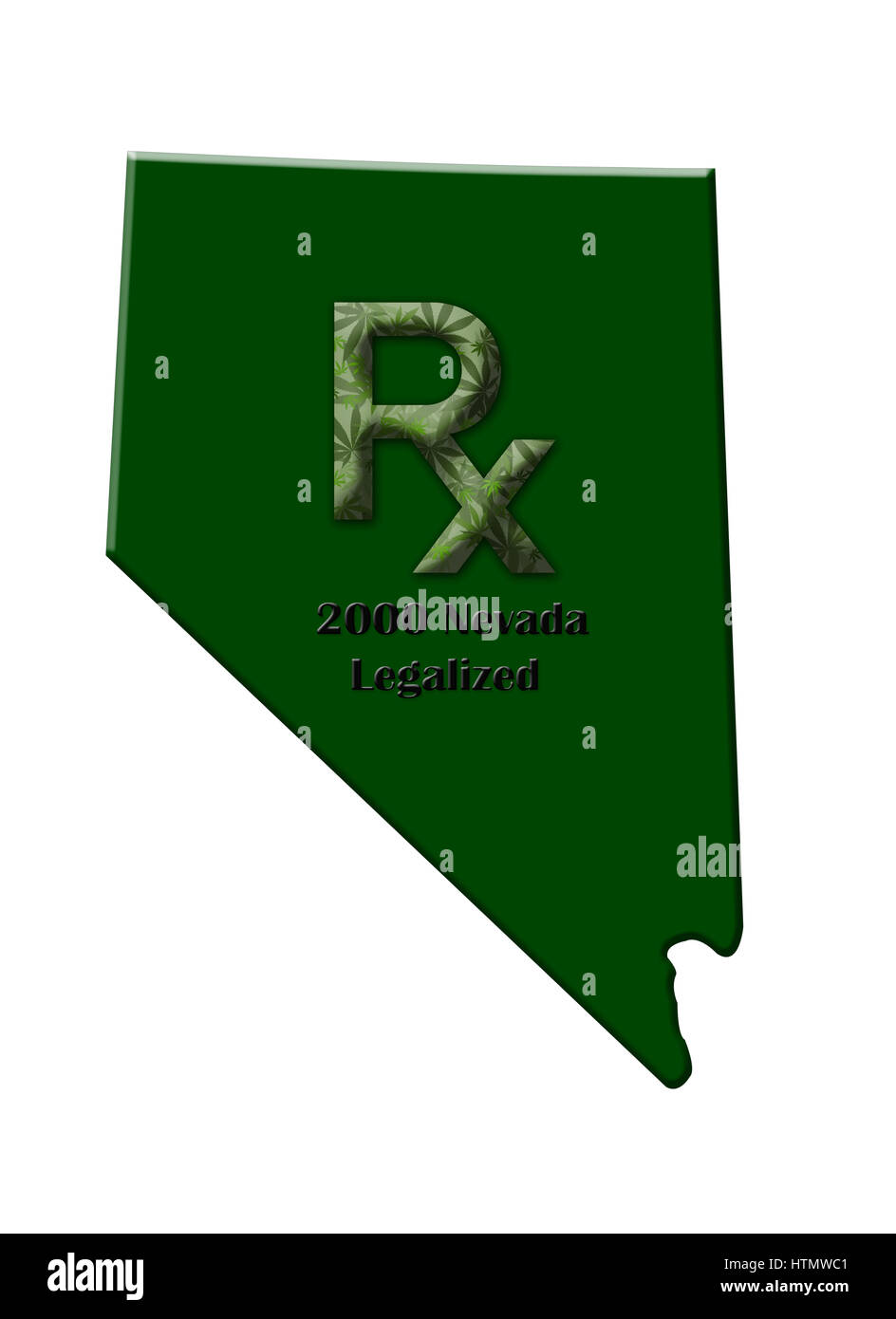 Carte de l'Etat du Nevada illustrant quand la marijuana médicale a été légalisé. Banque D'Images