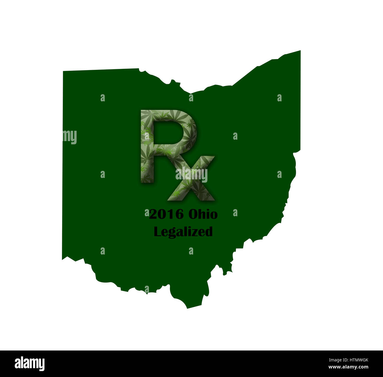 Plan de l'état de l'Ohio illustrant quand la marijuana médicale a été légalisé. Banque D'Images