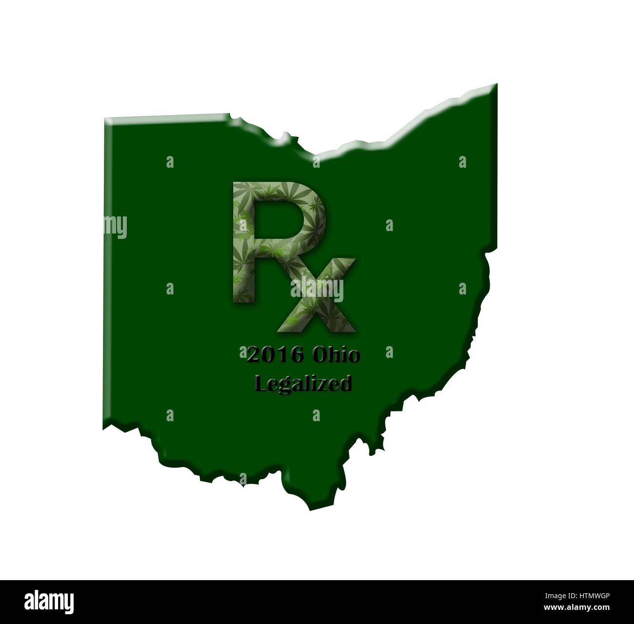 Plan de l'état de l'Ohio illustrant quand la marijuana médicale a été légalisé. Banque D'Images