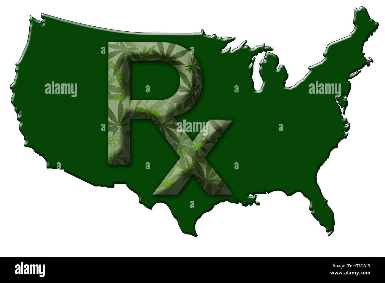 Carte des États-Unis illustrant la marijuana médicale être légalisés. Banque D'Images