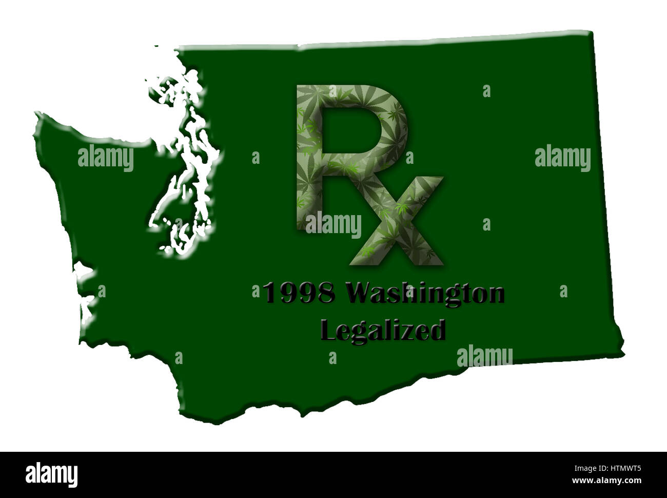 Carte de l'Etat de Washington illustrant quand la marijuana médicale a été légalisé. Banque D'Images