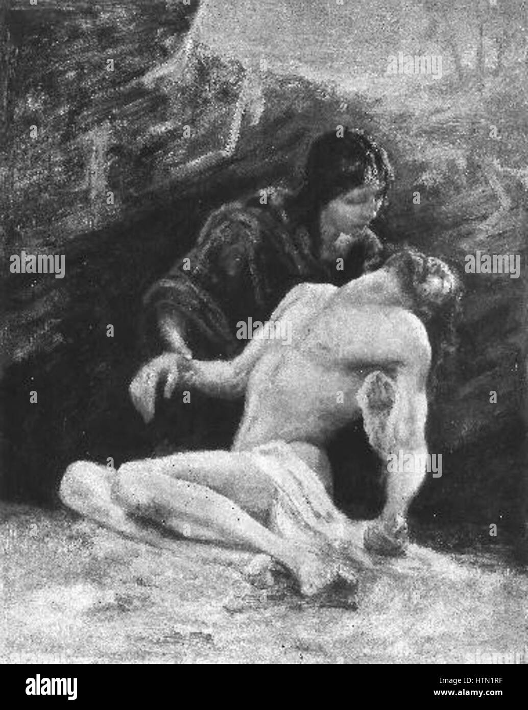 Studie k Pieté (étude pour Pieta) de Lev Lerch capture la profondeur émotionnelle de la scène Pieta, montrant Marie tenant le corps du Christ. L'étude reflète l'habileté de Lerch à transmettre l'intensité du chagrin et de la souffrance, en soulignant le moment douloureux avec une attention particulière aux expressions et à la posture des personnages. Banque D'Images