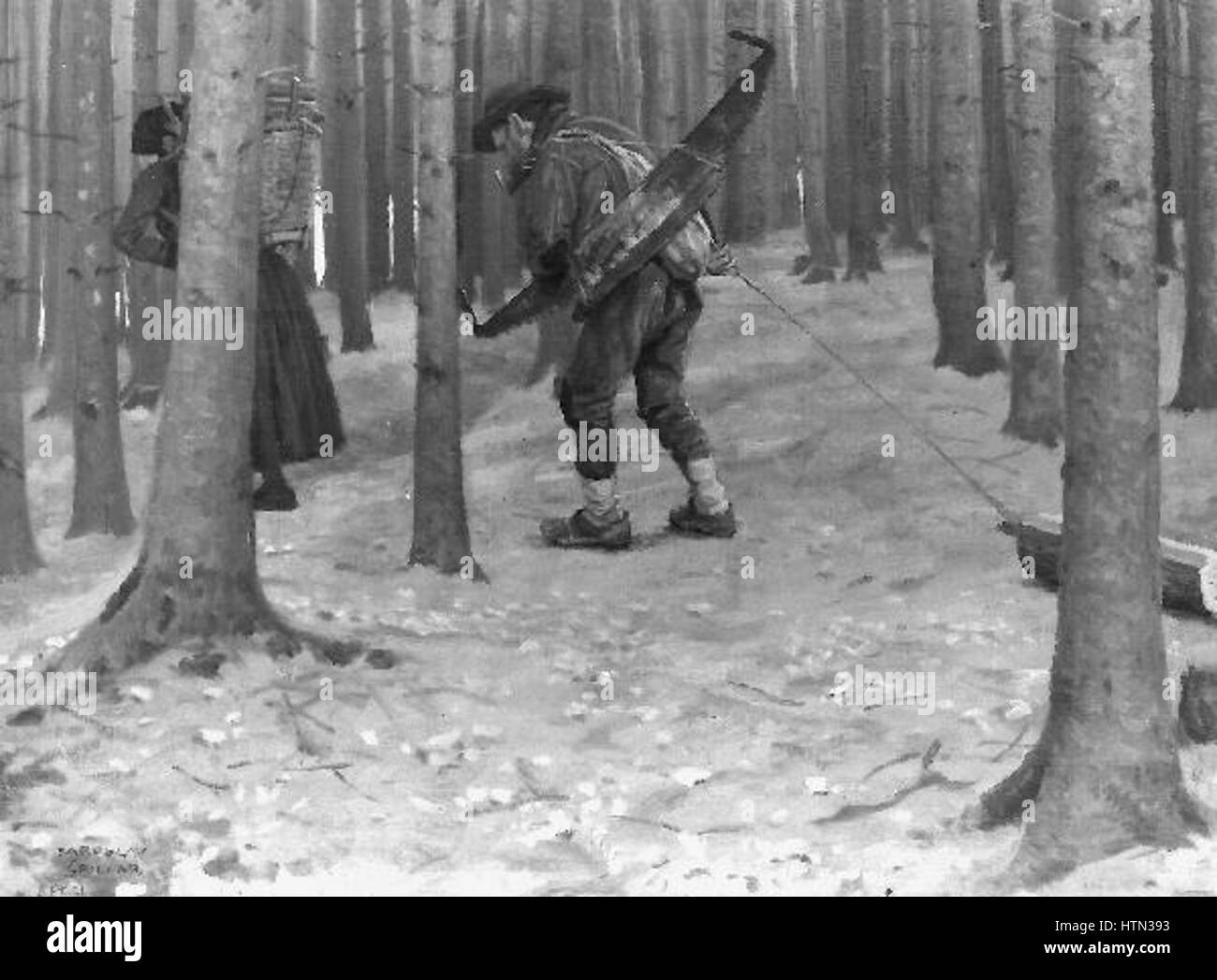 Jaroslav Spillar - Drevari 1869-1917 v lese Banque D'Images
