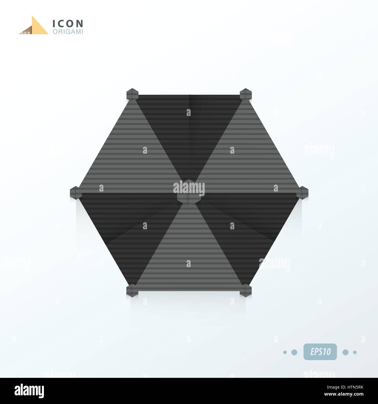 Parasol couleur noir origami icône Illustration de Vecteur