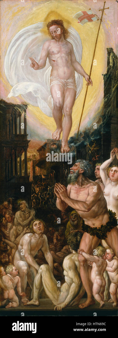 « Christ in Limbo » représente une scène de la théologie chrétienne, montrant Christ dans le Royaume des Limbes avant sa résurrection. Ce sujet est souvent représenté au moyen âge et au début de la Renaissance Banque D'Images