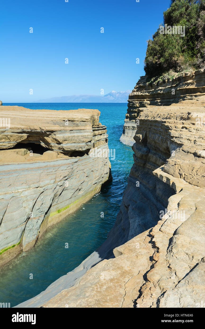 Le canal de l'amour, Canal d'amour à Sidari. L'île de Corfou, Grèce. Banque D'Images