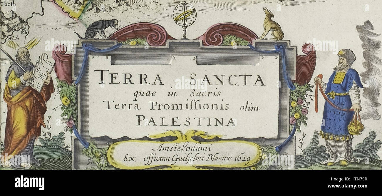 La légende. Willem Janszoon Blaeu et Joan Blaeu. Terra Sancta quae in sacris Terra Promissionis olim Palestina. 1648-1664 Banque D'Images