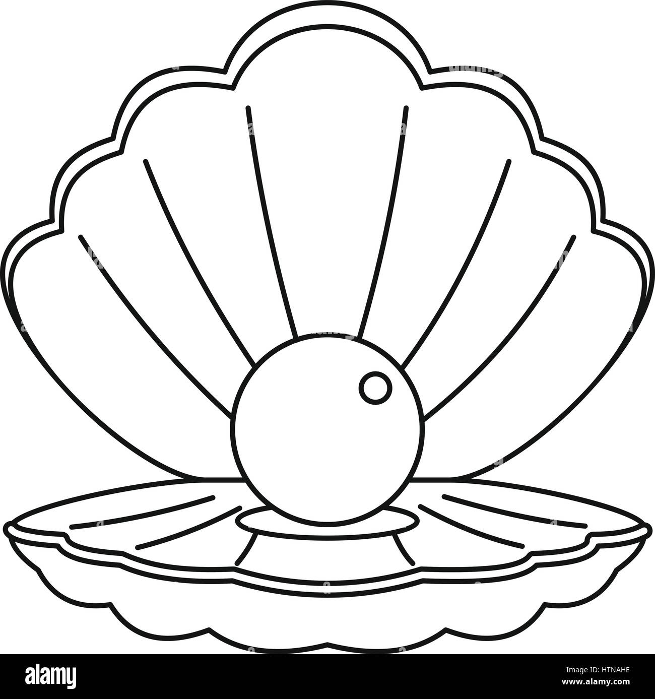 Sea shell avec pearl icône. Contours illustration de sea shell avec pearl icône vecteur pour le web Illustration de Vecteur
