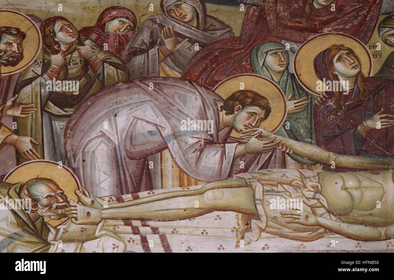 Peintures dans l'église de la Théotokos Peribleptos Ohrid de 0117 Banque D'Images