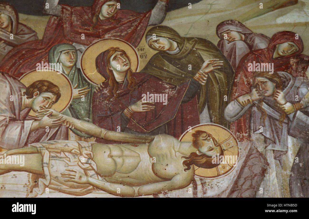 Peintures dans l'église de la Théotokos Peribleptos Ohrid de 0116 Banque D'Images