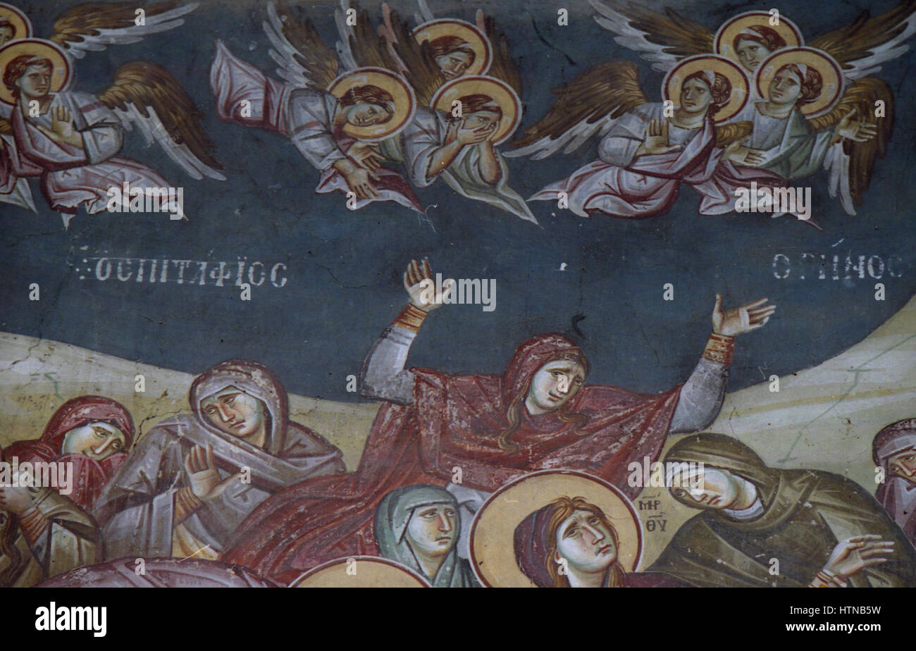 Peintures dans l'église de la Théotokos Peribleptos Ohrid de 0115 Banque D'Images