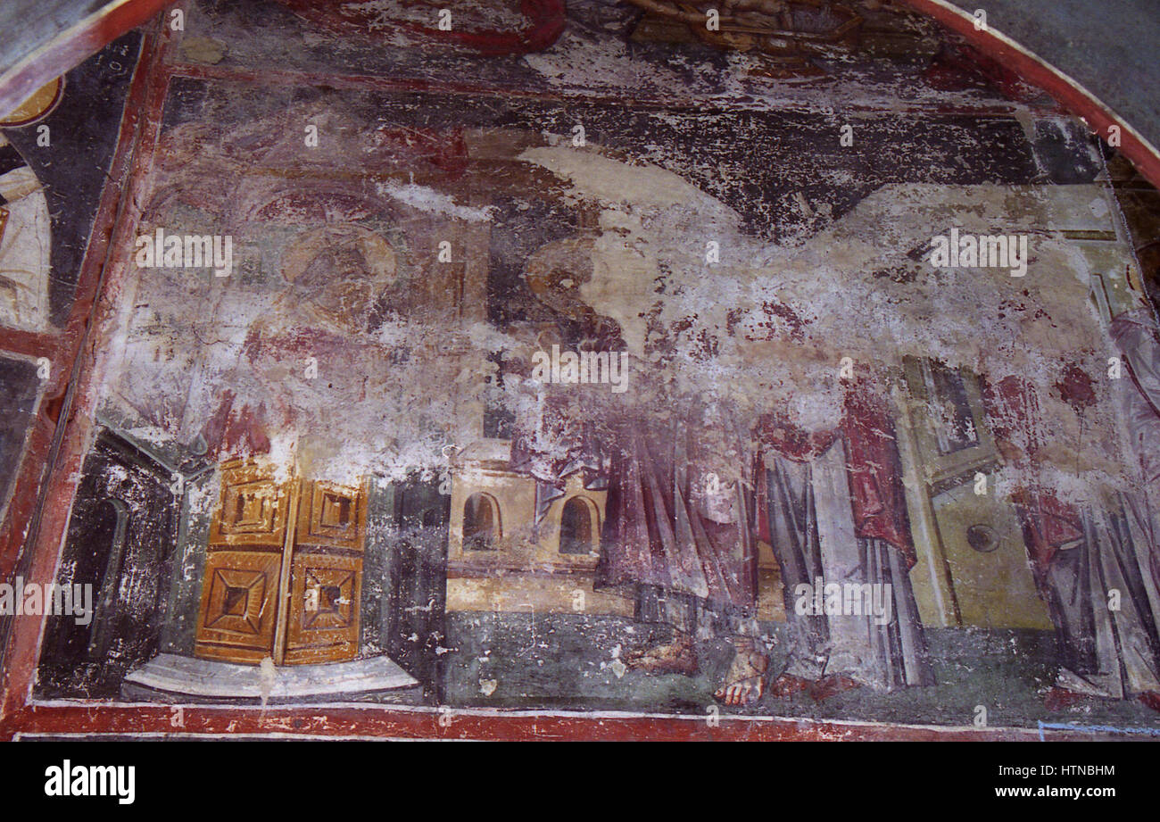 Peintures dans l'église de la Théotokos Peribleptos Ohrid de 0151 Banque D'Images