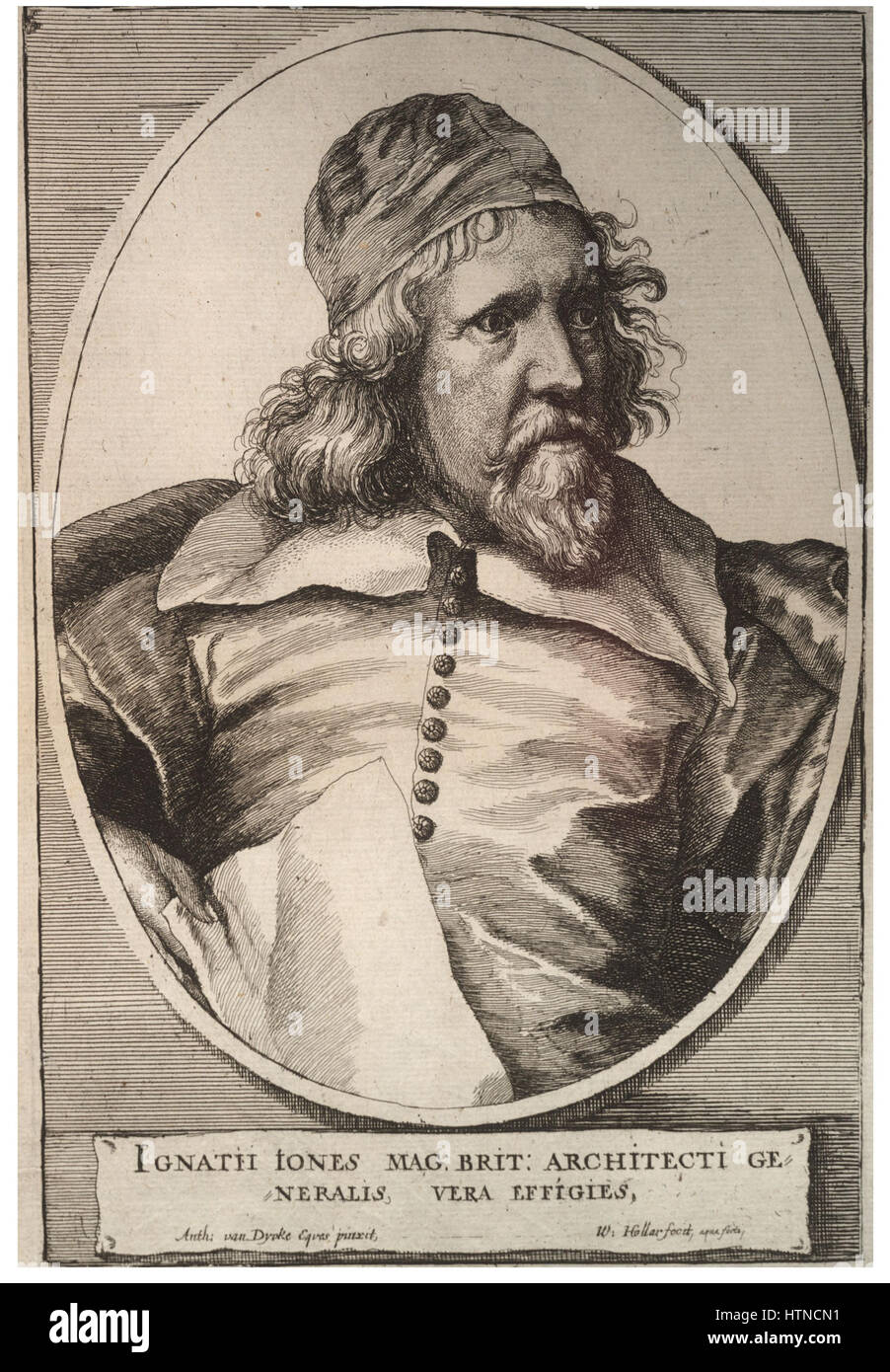 La gravure de Wenceslas Hollar d'Inigo Jones, un architecte anglais éminent, capture la ressemblance de Jones avec des détails complexes, mettant en valeur l'expertise de Hollar dans le portrait. Banque D'Images La gravure de Wenceslas Hollar d'Inigo Jones, un architecte anglais éminent, capture la ressemblance de Jones avec des détails complexes, mettant en valeur l'expertise de Hollar dans le portrait. Banque D'Images