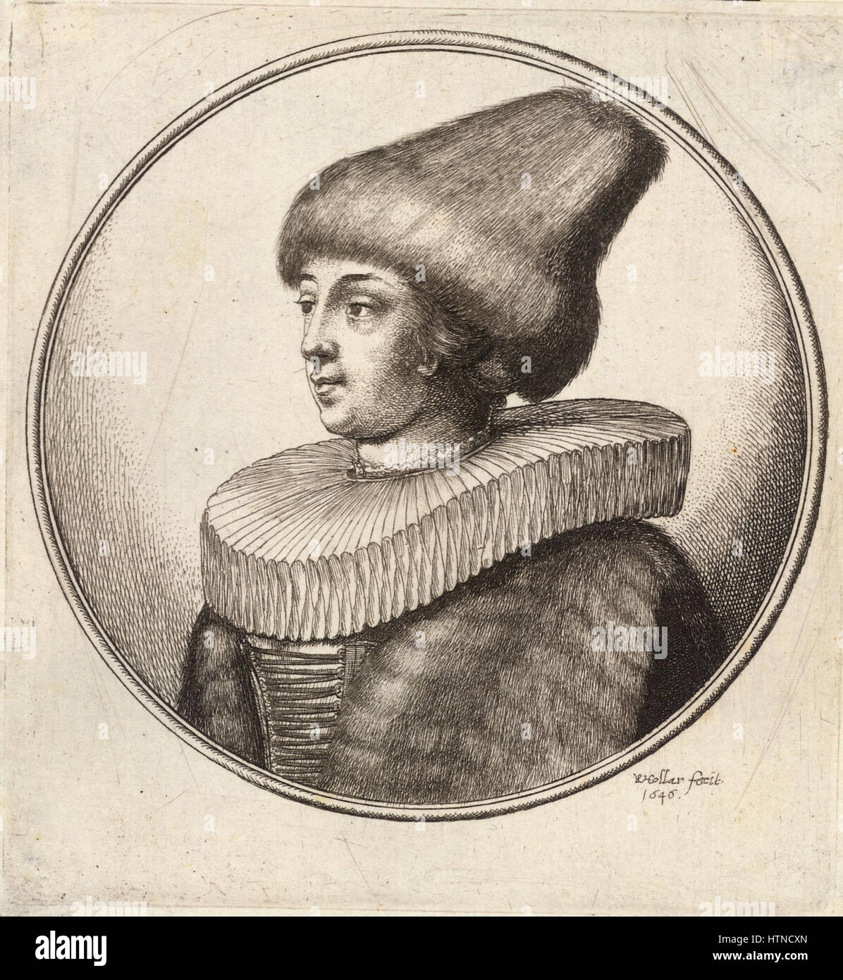 Place Wenceslas Hollar - Femme avec bonnet de fourrure ont atteint un sommet de haut Banque D'Images Place Wenceslas Hollar - Femme avec bonnet de fourrure ont atteint un sommet de haut Banque D'Images
