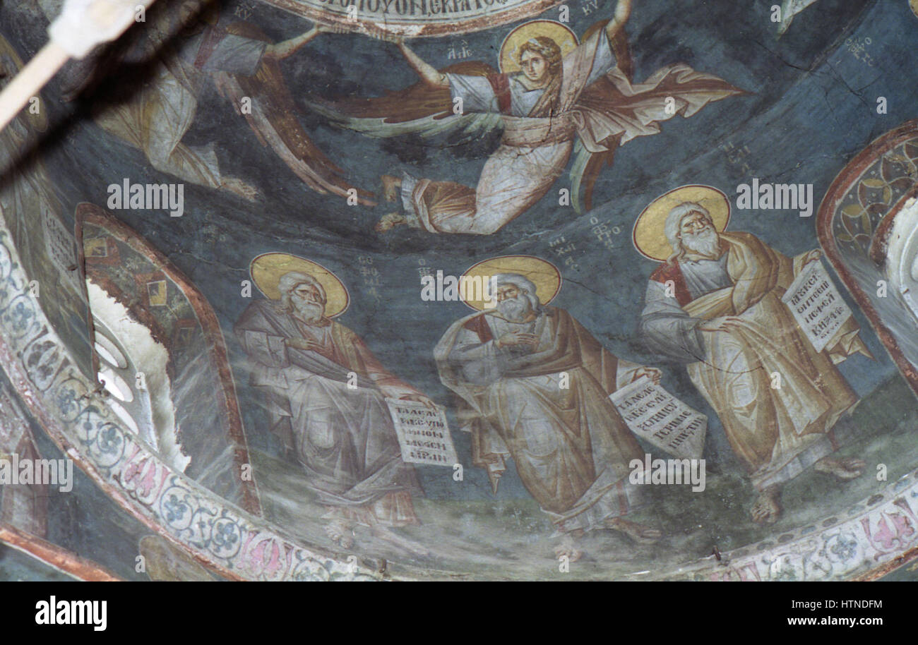 Peintures dans l'église de la Théotokos Peribleptos Ohrid de 0245 Banque D'Images