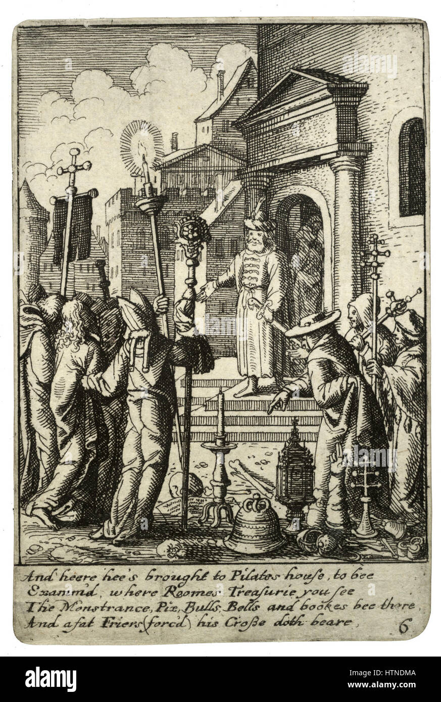 1708 Le Christ devant Pilate, Joh. Luyken, Bible, Grande Double Page