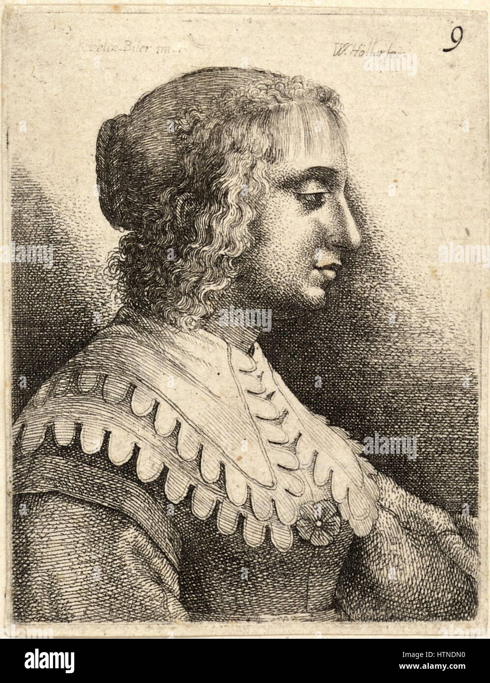 Place Wenceslas Hollar - Jeune femme avec col, après Bijert (état 2) Banque D'Images Place Wenceslas Hollar - Jeune femme avec col, après Bijert (état 2) Banque D'Images